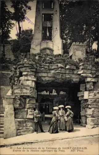 Ak Saint Germain en Laye Yvelines, les Ascenceurs de la Terrasse