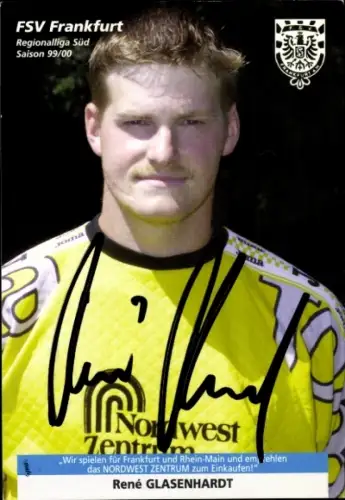 Autogrammkarte Fußballer René Glasenhardt, FSV Frankfurt, Autogramm
