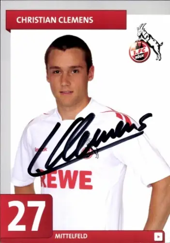 Autogrammkarte Fußballer Christian Clemens, 1. FC Köln, Autogramm