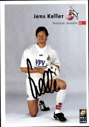 Autogrammkarte Fußballer Jens Keller, 1. FC Köln, Autogramm
