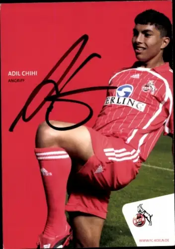 Autogrammkarte Fußballer Adil Chihi, 1. FC Köln, Autogramm