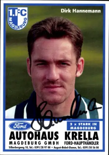 Autogrammkarte Fußballer Dirk Hannemann, 1. FC Magdeburg, Autogramm