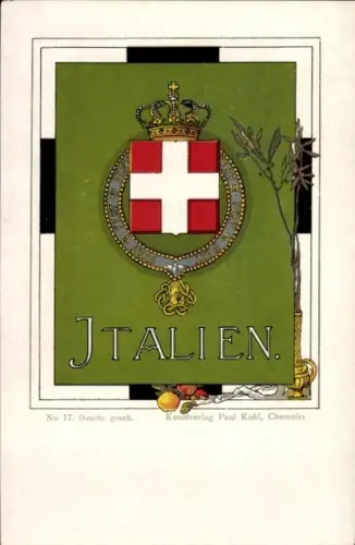Wappen Litho Italien, Verlag Paul Kohl, Nr. 17