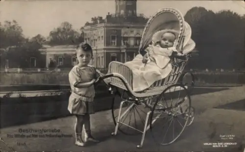 Ak Geschwisterliebe, Prinz Wilhelm und Prinz Louis Ferdinand von Preußen, Kinderwagen, Liersch 1948