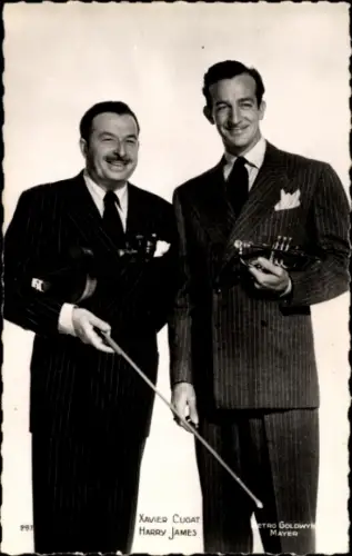 Ak Schauspieler Xavier Cugat, Harry James, Trompete, Violine