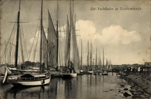 Ak Ostseebad Travemünde Lübeck, Yachthafen, Segelboote,  Wasser