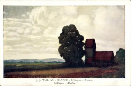 Künstler Ak Hansi, Jean Jacques Waltz, Oltingen, Alsace, Kirche