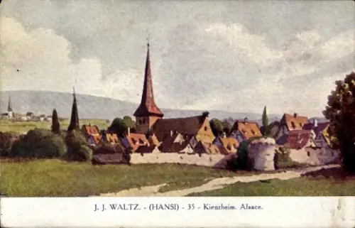 Künstler Ak Hansi, Jean Jacques Waltz, Kientzheim Haut-Rhin, Teilansicht