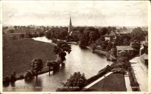PC Stratford upon Avon Warwickshire England, River Avon, Holy Trinity Church
