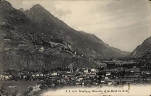 Ak Martigny Kanton Wallis, Berglandschaft,  Salantin, Dent du Midi, 