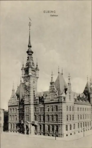 Ak Elbląg Elbing Westpreußen, Rathaus in   Architektur, schwarz-weiß, keine Personen