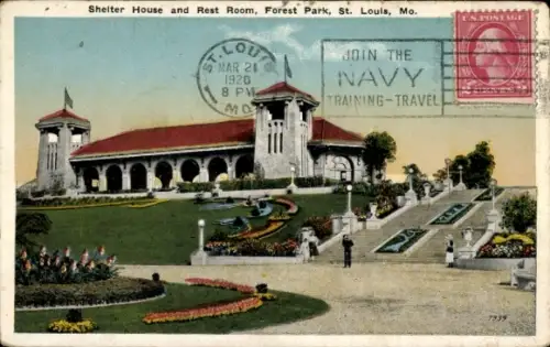 PC Saint Louis Missouri USA, Shelter House and Rest Room, Forest Park