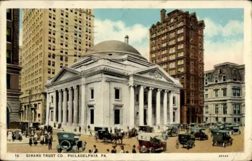 Ak Philadelphia Pennsylvania USA, Girard Trust Co.,   Gebäude, Autos, Menschen