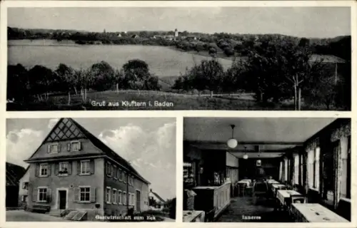 Ak Kluftern Friedrichshafen am Bodensee, Gastwirtschaft zum scharfen Eck, Innenansicht