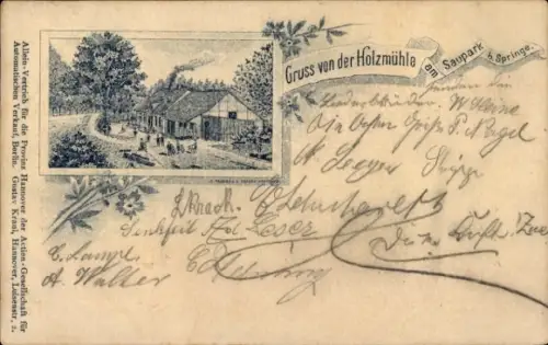 Litho Springe am Deister, Saupark, Holzmühle