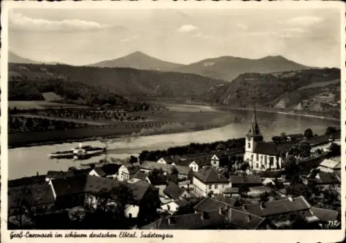 Ak Velké Žernoseky Groß Czernosek Tschernosek Region Aussig, Teilansicht, Elbtal