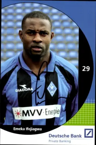 Autogrammkarte Fußballer Emeka Ifejiagwa, SV Waldhof Mannheim 07, Autogramm
