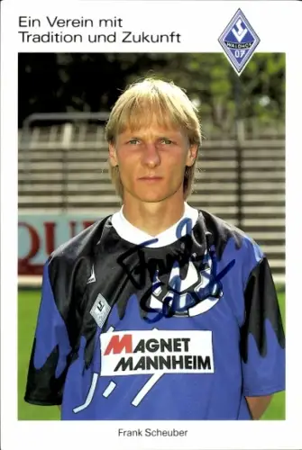 Autogrammkarte Fußballer Frank Scheuber, SV Waldhof Mannheim 07, Autogramm