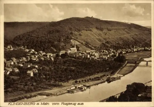 Ak Klingenberg am Main Unterfranken, Luftaufnahme, Klingenberg, Main, Landschaft, Häuser, Kirche