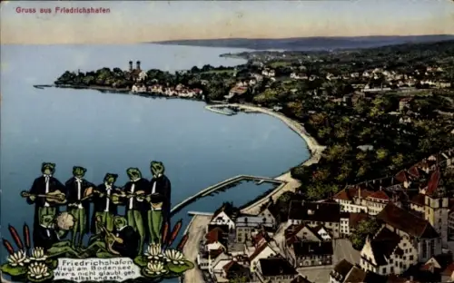Ak Friedrichshafen am Bodensee, Gesamtansicht, Singende Frösche