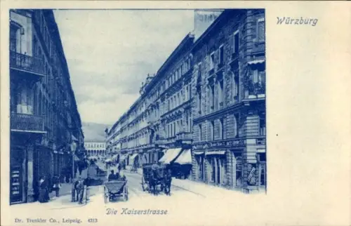 Ak Würzburg am Main Unterfranken, Kaiserstraße, Kutsche