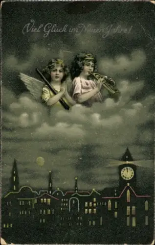 Ak Glückwunsch Neujahr, Musizierende Engel