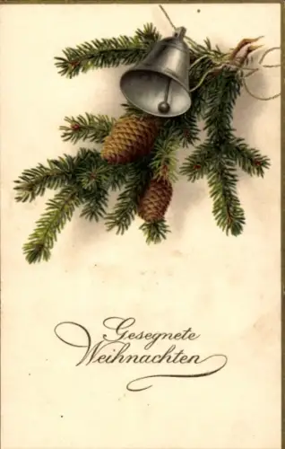 Ak Frohe Weihnachten, Tannenzweig, Glocke