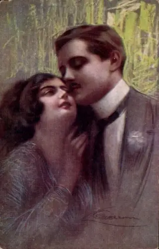 Künstler Ak Guerzoni, Liebespaar, Portrait