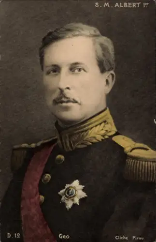 Ak König Albert I. von Belgien, Portrait, Uniform