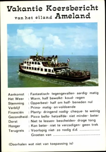 Ak Ameland Friesland Niederlande, Fähre