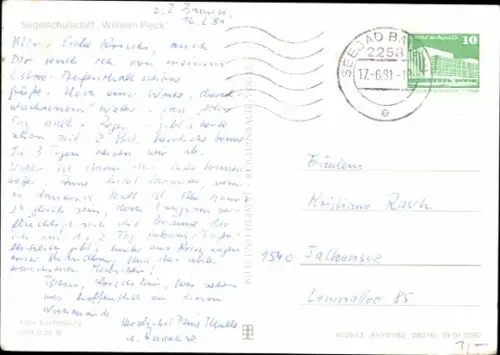 Ak Segelschulschiff Wilhelm Pieck, Volksmarine