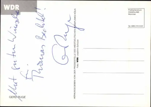 Ak Journalist Gerd Ruge, Autogramm