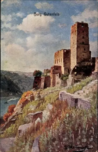 Künstler Ak Caub Kaub am Rhein, Burg Gutenfels
