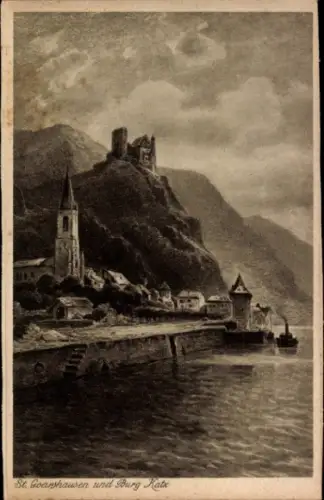 Ak St. Goarshausen am Rhein, Burg Katz