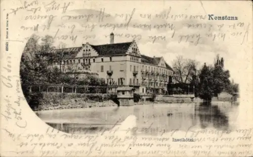 Ak Konstanz am Bodensee,  von  Wasseransicht, Gebäude, Text in Französisch