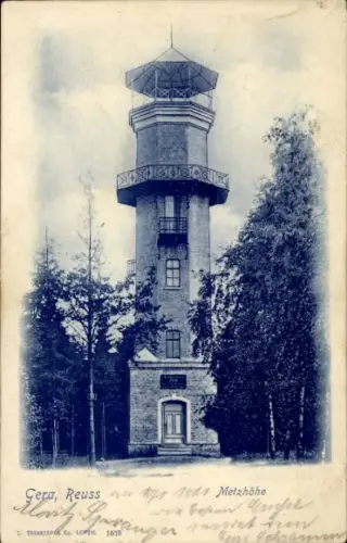 Ak Gera in Thüringen, Reuss Metzhöhe, Turm, Bäume, Gera