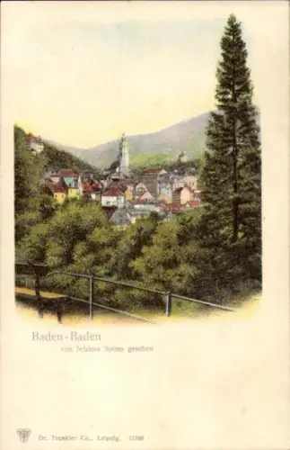 Litho Baden Baden am Schwarzwald, Blick vom Schloss Solms
