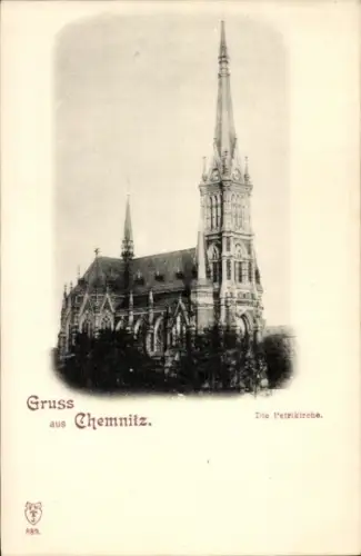 Ak Chemnitz in Sachsen, Gruss aus  Die Petrikirche,  Architektur