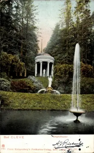 Ak Bad Cleve Kleve am Niederrhein, Amphitheater, Brunnen, Statue, Wald, Bad Cleve