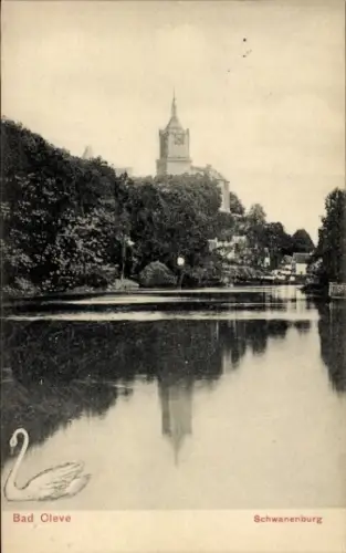 Ak Bad Cleve Kleve am Niederrhein,  Schwanenburg, See, Schwan