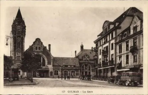 Ak Colmar Kolmar Elsass Haut Rhin, Bahnhof