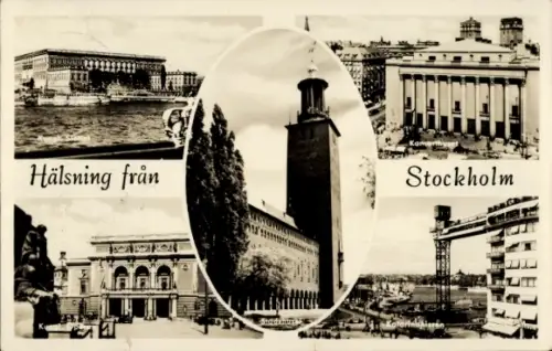 Ak Stockholm Schweden, Verschiedene Ansichten von  Wasser, Gebäude, Stadtansicht