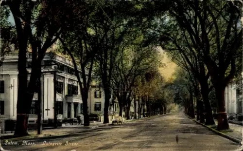 Ak Salem Massachusetts USA,  Lafayette Street, Bäume, Straße, Häuser