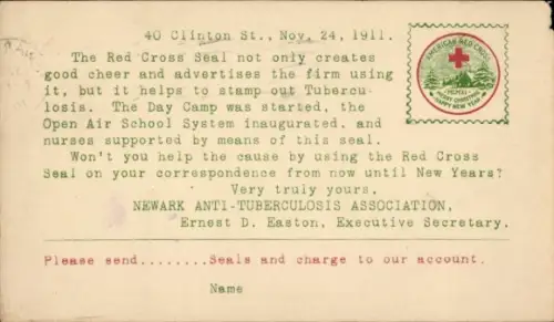 Ak Newark New Jersey USA, Korrespondenz, Anti-Tuberculosis Association