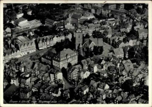 Ak Siegen in Westfalen, Luftaufnahme von   Architektur, schwarz-weiß