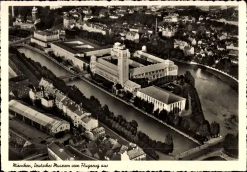 Ak München Bayern, Luftaufnahme, Deutsches Museum