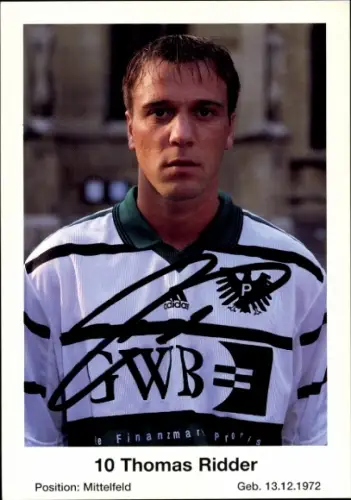 Autogrammkarte Fußballer Thomas Ridder, Preußen Münster, Autogramm