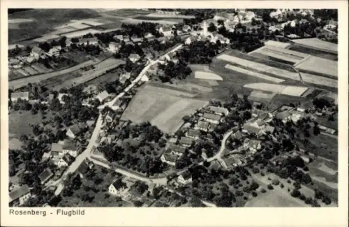Ak Rosenberg in Württemberg, Luftaufnahme von  Felder, Straßen, Häuser