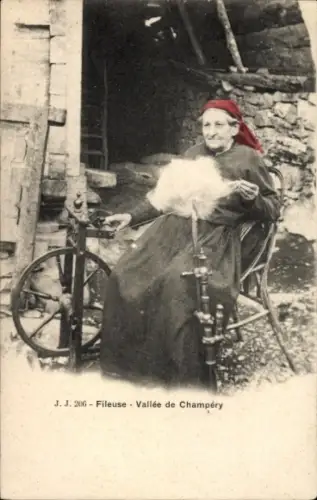 CPA Vallée de Champéry, Fileuse