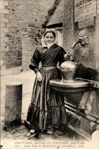 CPA Plougastel-Daoulas Finistère, Costumes Bretons, Jeune Fille
